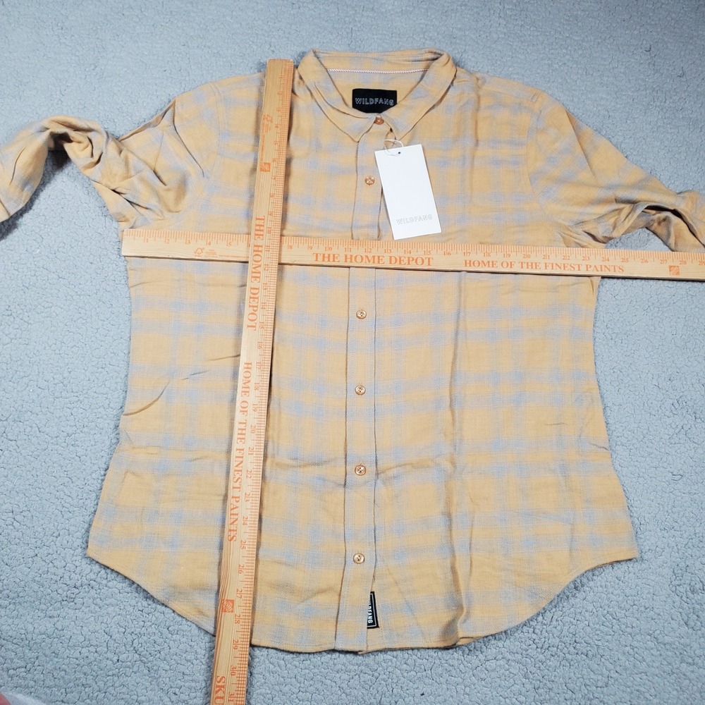 Wildfang Essential Long Sleeve Flannel Button Up Shirt Women XL Yellow Plaid Y2K - Picture 9 of 10